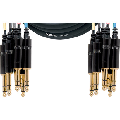 Cordial 8 jacks/jacks stéréo mâles - 3m