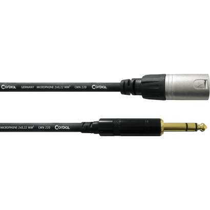Cordial Cable XLR mâle - Jack stéréo mâle - 3m 