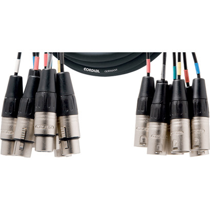 Cordial 8 XLR mâles/8 XLR femelles 3m